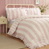 M&S Catherine Lansfield Seersucker Frill Super King Duvet Set- Buy online at McGrocer