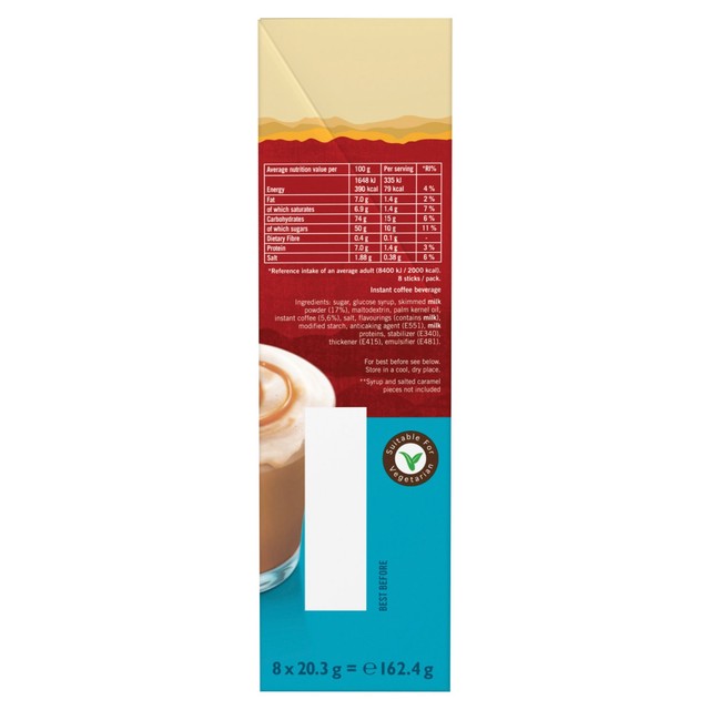Kenco Salted Caramel Latte Instant Coffee 8 Sachets, imported from the UK
