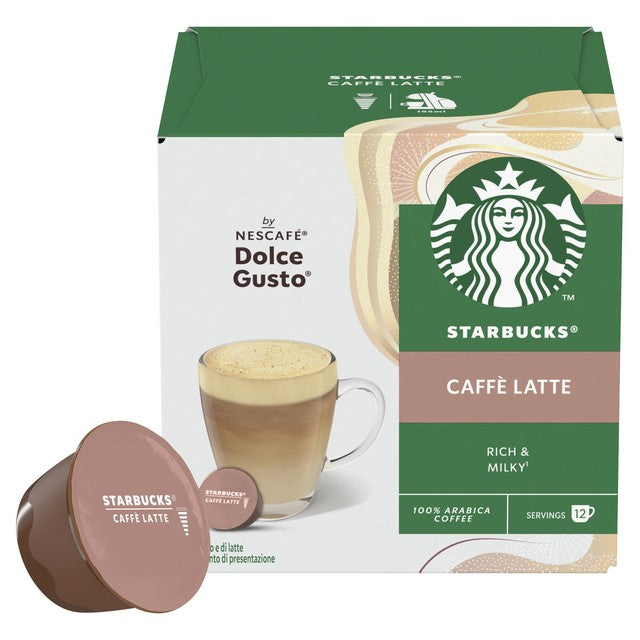 Starbucks Caffe Latte coffee pods 12 pack (British brand)
