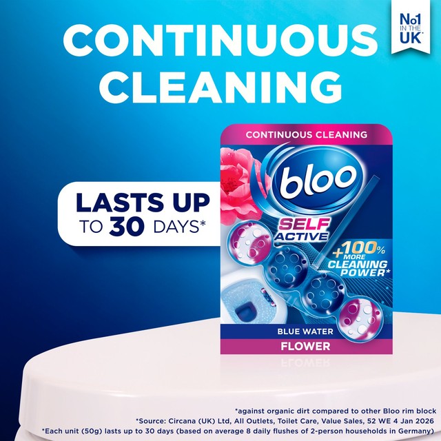 Bloo Colour Active+ Flowers toilet rim block, UK version