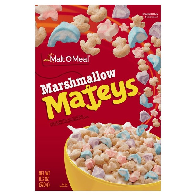 Malt O Meal Marshmallow Mateys cereal 320g, imported from the UK