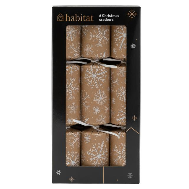 Habitat Dinner Christmas Crackers Kraft Snowflakes 6pk
