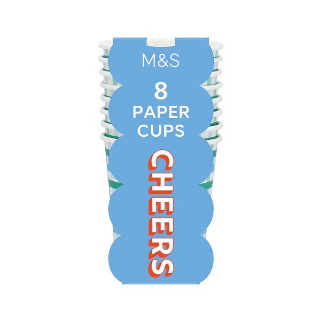 M&S green party paper cups 250ml, UK version