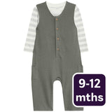 M&S M&S Waffle Jersey Dungaree Khaki Baby Outfit Set 9-12 Months- Buy online at McGrocer