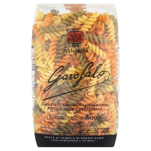 Garofalo Fusilli Tricolore dry pasta 500g, UK version