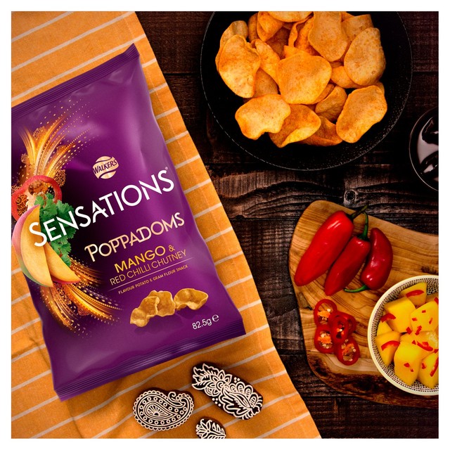 Walkers Sensations Mango Chilli Chutney Poppadoms 82.5g (British brand)