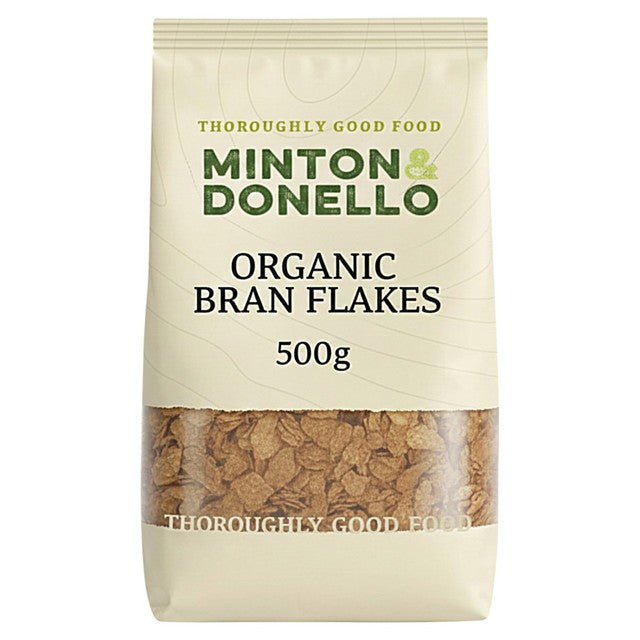 Minton & Donello Organic Bran Flakes Cereal 500g, imported from the UK
