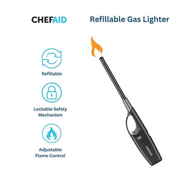 Chef Aid Long Reach Refillable Gas Lighter White - British product
