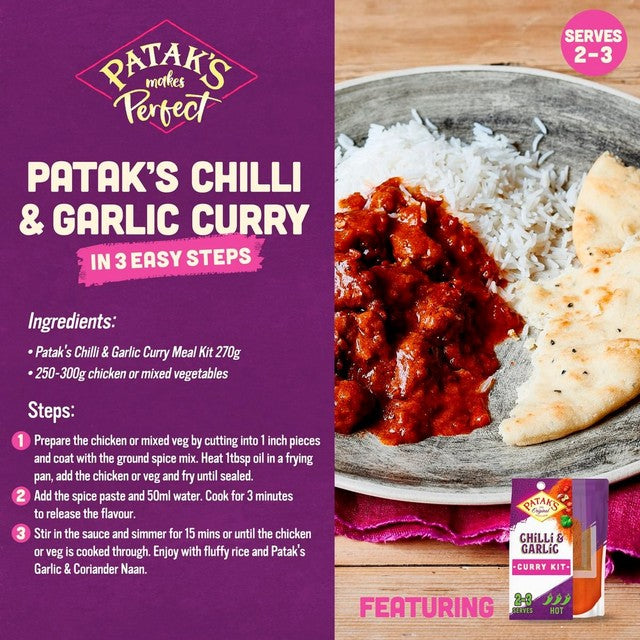 Patak's chilli garlic curry kit, imported from the UK