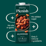 Plenish organic almond unsweetened drink 1L, imported from the UK