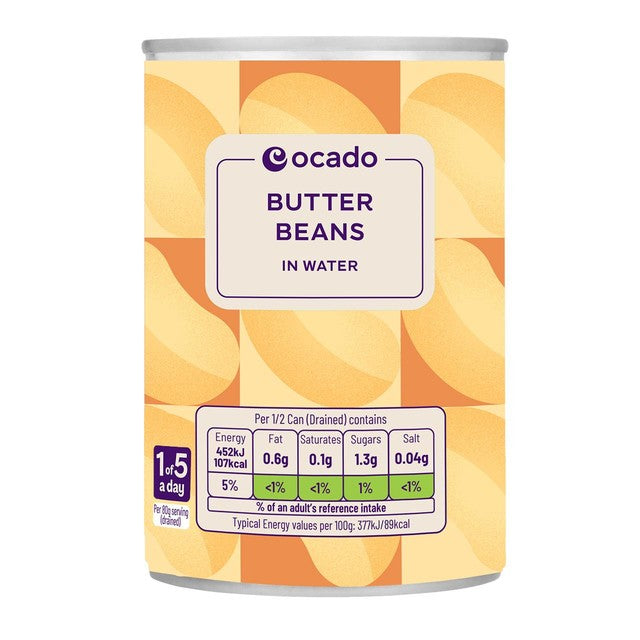 Ocado butter beans in water 400g, imported from the UK