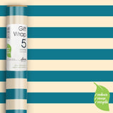 M&S Deva Designs Blue Stripe Gift Wrap Roll 5m x 50cm- Buy online at McGrocer