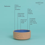 Mason Cash Cane/Blue Lettered cat bowl 13cm, imported from the UK