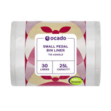 Ocado small tie handle pedal bin liners 25L, imported from the UK