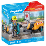 Playmobil construction worker with pneumatic drill toy, imported from the UK