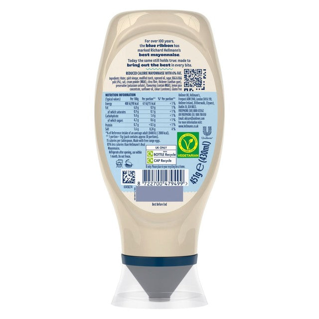 Hellmann's Lighter than Light Squeezy Mayonnaise 430ml, UK version