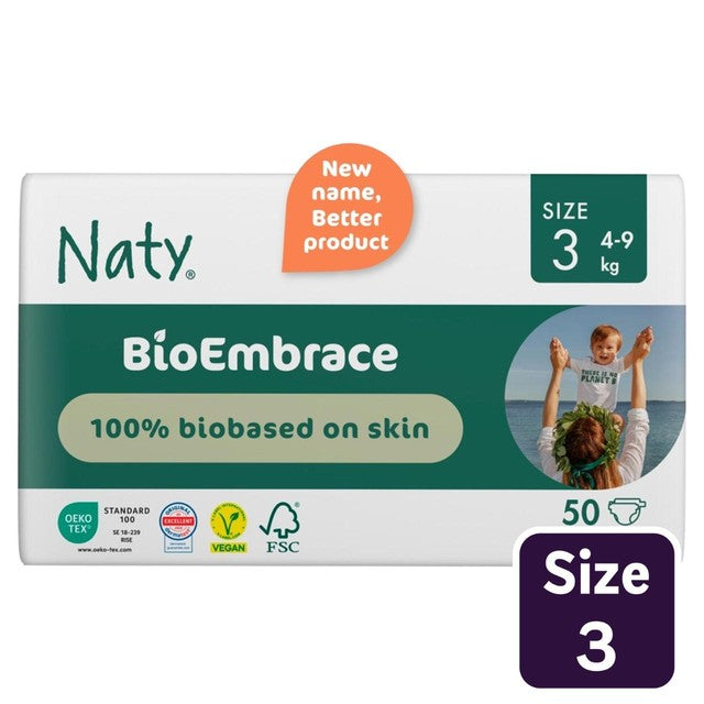 Naty BioEmbrace Big Pack nappies Size 3 (4-9kg), imported from the UK