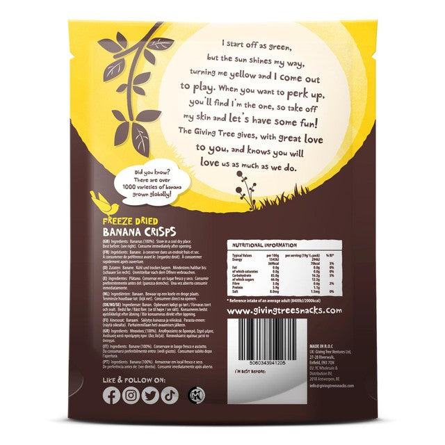 Giving Tree freeze dried banana crisps 38g, UK version