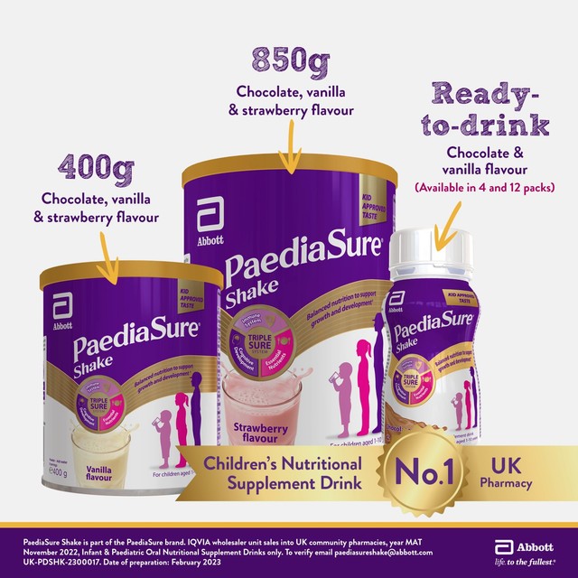 PaediaSure vanilla nutritional supplement powder, imported from the UK