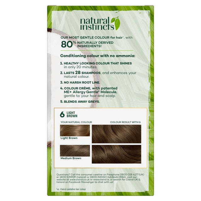 Clairol semi-permanent hair dye in light brown shade 6 - British product