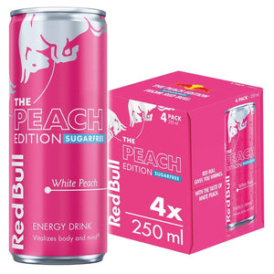 Red Bull Energy Drink Sugar Free Peach Edition White Peach 4 x 250ml