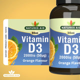 Natures Aid Vitamin D3 Oral Spray Orange Flavour 30ml, imported from the UK