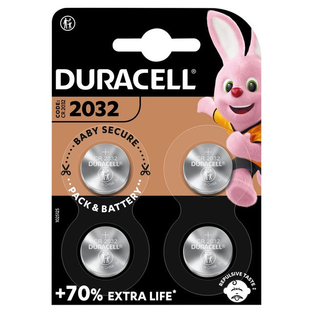 Duracell CR-2032 lithium coin battery 4 pack - British product