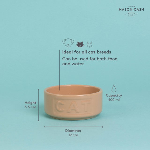 Mason Cash Cane Lettered cat bowl 13cm, imported from the UK