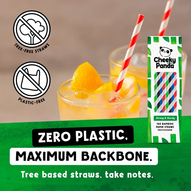 The Cheeky Panda bamboo paper straws striped 100 pack - British product