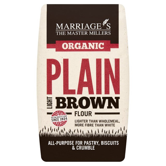 W & H Marriage organic light brown plain flour, imported from the UK