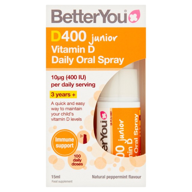 BetterYou D400 Kids Vitamin D Natural Peppermint Oral Spray 15ml - British product