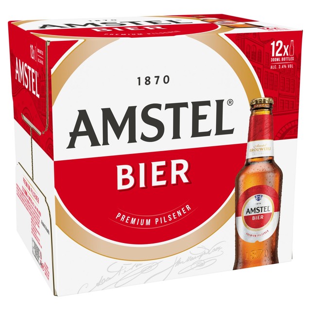 Amstel Lager Beer 12 x 300ml bottles - British product