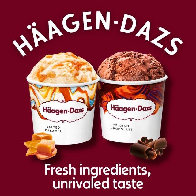 Häagen-Dazs Mini Becher Eis gesalzenes Karamell Belgische Schokolade 4x95ml, UK-Version
