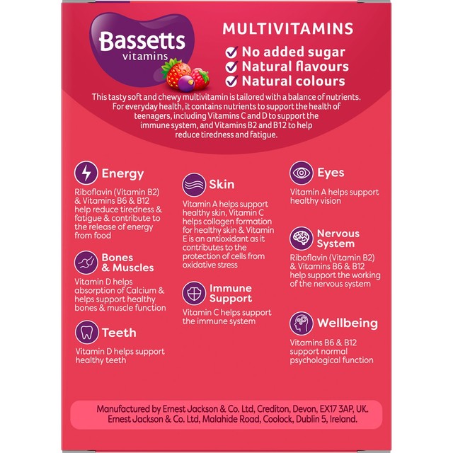 Bassetts summer berries multivitamin pastilles 30 per pack - British product