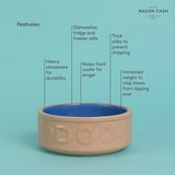 Mason Cash Lettered Cane & Blue dog bowl 18cm, imported from the UK