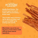 Pet Munchies chicken strips dog treats 90g, imported from the UK