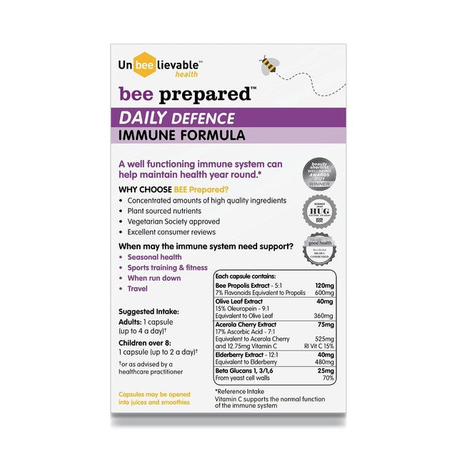 Unbeelievable Bee Prepared Immune Formula Capsules 30 Capsules (British brand)