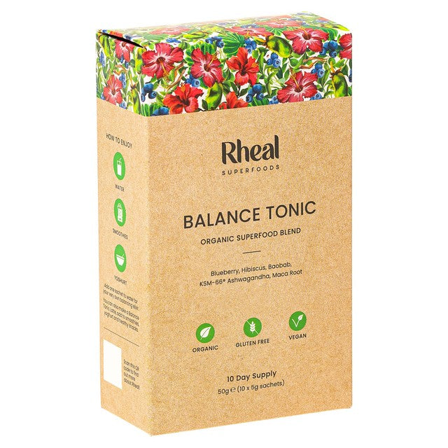 Rheal Superfoods Balance Tonic powder sachets 50g, imported from the UK