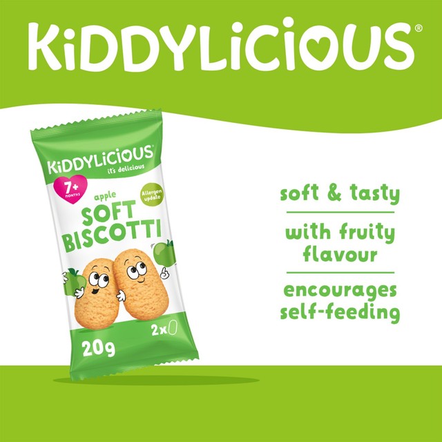 Kiddylicious apple soft biscotti baby snacks 6 x 20g, UK version