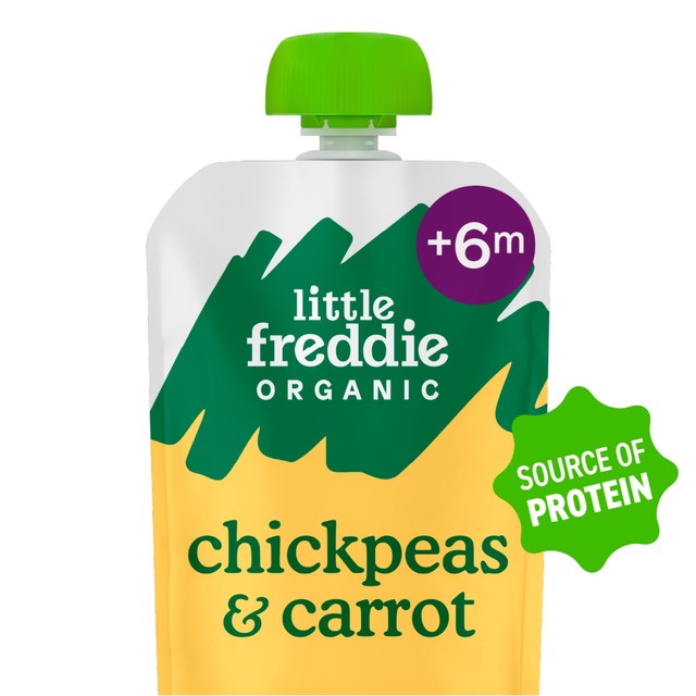 Little Freddie organic chickpea and carrot baby food pouch 100g, UK version