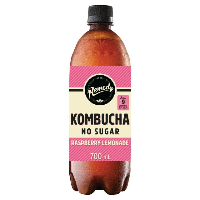 Remedy Raspberry Lemonade Kombucha 700ml, imported from the UK