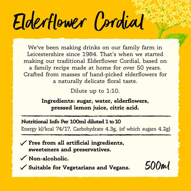 Belvoir Elderflower Cordial 500ml bottle - British product