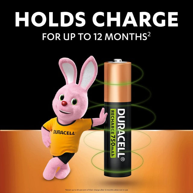 Duracell AAA rechargeable batteries 4 pack - British product