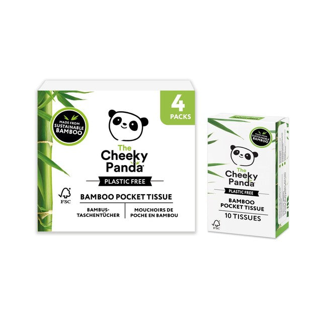 Cheeky Panda bamboo pocket tissues 4x10 pack (British brand)