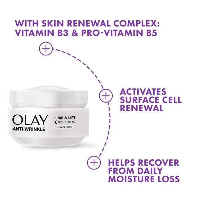 Olay Anti-Wrinkle Firm & Lift Night Cream 50ml, imported from the UK