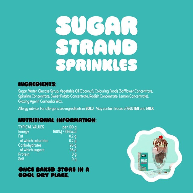 Epic sugar strands cake sprinkles (British brand)