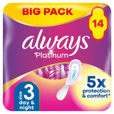 Always Platinum Damenbinden für Tag und Nacht, Größe 3, mit Flügeln