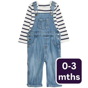 M&S Denim Dungaree Dark Denim Baby Outfit 0-3 Months