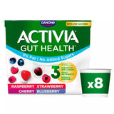 Activia Strawberry Raspberry Cherry Blueberry No Added Sugar Fat Free Multipack Yogurt 8x115g