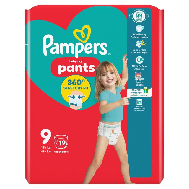 Pampers Baby Dry Nappy Pants Size 9, imported from the UK